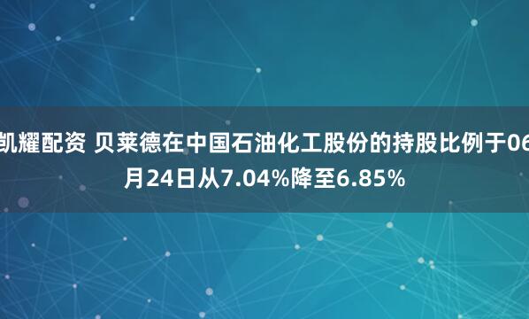 凯耀配资 贝莱德在中国石油化工股份的持股比例于06月24日从7.04%降至6.85%